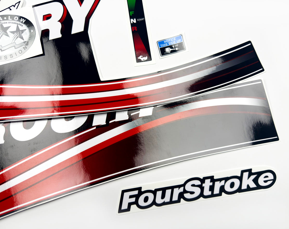 Vinyl graphic decals set suitable for Mercury 30 hp four stroke outboard engine. Vinyl stickers kit for Mercury 30 hp Handmade