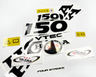 Vinyl graphic decals set chrome color suitable for Honda VTEC 150 hp four stroke outboard engine. Vinyl stickers kit for Honda 150 hp four stroke Handmade