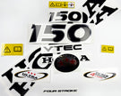 Vinyl graphic decals set chrome color suitable for Honda VTEC 150 hp four stroke outboard engine. Vinyl stickers kit for Honda 150 hp four stroke Handmade