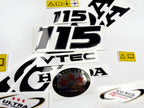 Vinyl graphic decals set chrome color suitable for Honda VTEC 115 hp four stroke outboard engine. Vinyl stickers kit for Honda 115 hp four stroke Handmade