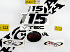 Vinyl graphic decals set chrome color suitable for Honda VTEC 115 hp four stroke outboard engine. Vinyl stickers kit for Honda 115 hp four stroke Handmade