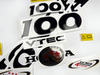 Vinyl graphic decals set chrome color suitable for Honda VTEC 100 hp four stroke outboard engine. Vinyl stickers kit for Honda 100 hp four stroke Handmade