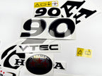 Vinyl graphic decals set chrome color suitable for Honda VTEC 90 hp four stroke outboard engine. Vinyl stickers kit for Honda 90 hp four stroke Handmade