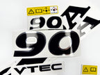 Vinyl graphic decals set chrome color suitable for Honda VTEC 90 hp four stroke outboard engine. Vinyl stickers kit for Honda 90 hp four stroke Handmade