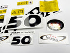Vinyl graphic decals set chrome color suitable for Honda 50 hp four stroke outboard engine. Vinyl stickers kit for Honda 50  hp four stroke Handmade