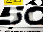 Vinyl graphic decals set chrome color suitable for Honda 50 hp four stroke outboard engine. Vinyl stickers kit for Honda 50  hp four stroke Handmade