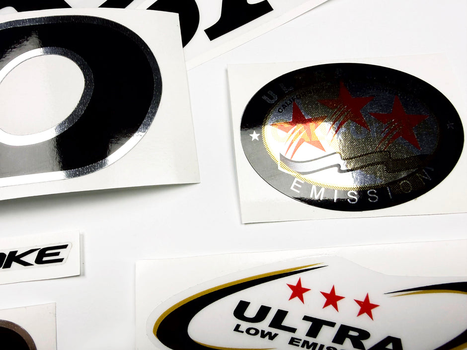 Vinyl graphic decals set chrome color suitable for Honda 50 hp four stroke outboard engine. Vinyl stickers kit for Honda 50  hp four stroke Handmade