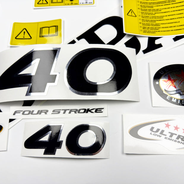 Vinyl graphic decals set chrome color suitable for Honda 40 hp four stroke outboard engine. Vinyl stickers kit for Honda 40  hp four stroke Handmade
