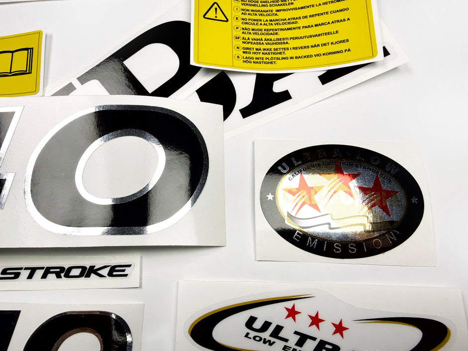 Vinyl graphic decals set chrome color suitable for Honda 40 hp four stroke outboard engine. Vinyl stickers kit for Honda 40  hp four stroke Handmade
