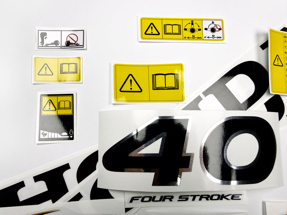 Vinyl graphic decals set chrome color suitable for Honda 40 hp four stroke outboard engine. Vinyl stickers kit for Honda 40  hp four stroke Handmade