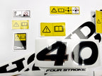 Vinyl graphic decals set chrome color suitable for Honda 40 hp four stroke outboard engine. Vinyl stickers kit for Honda 40  hp four stroke Handmade