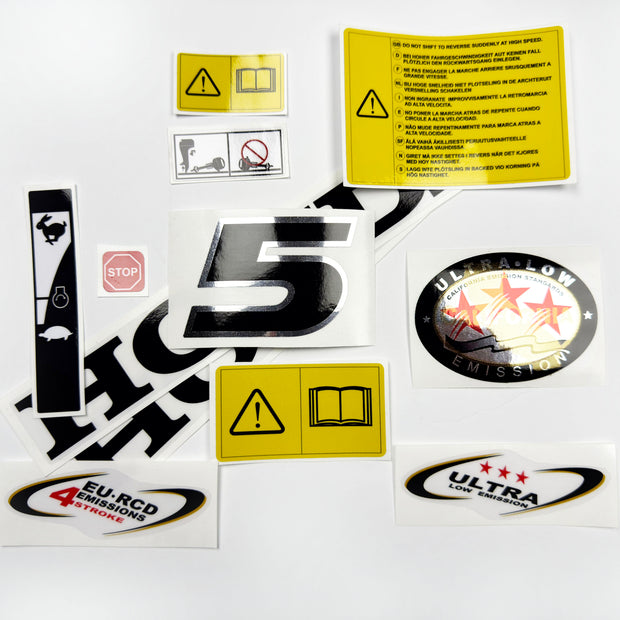 Vinyl graphic decals set chrome color suitable for Honda 5 hp four stroke outboard engine. Vinyl stickers kit for Honda 5 hp four stroke Handmade