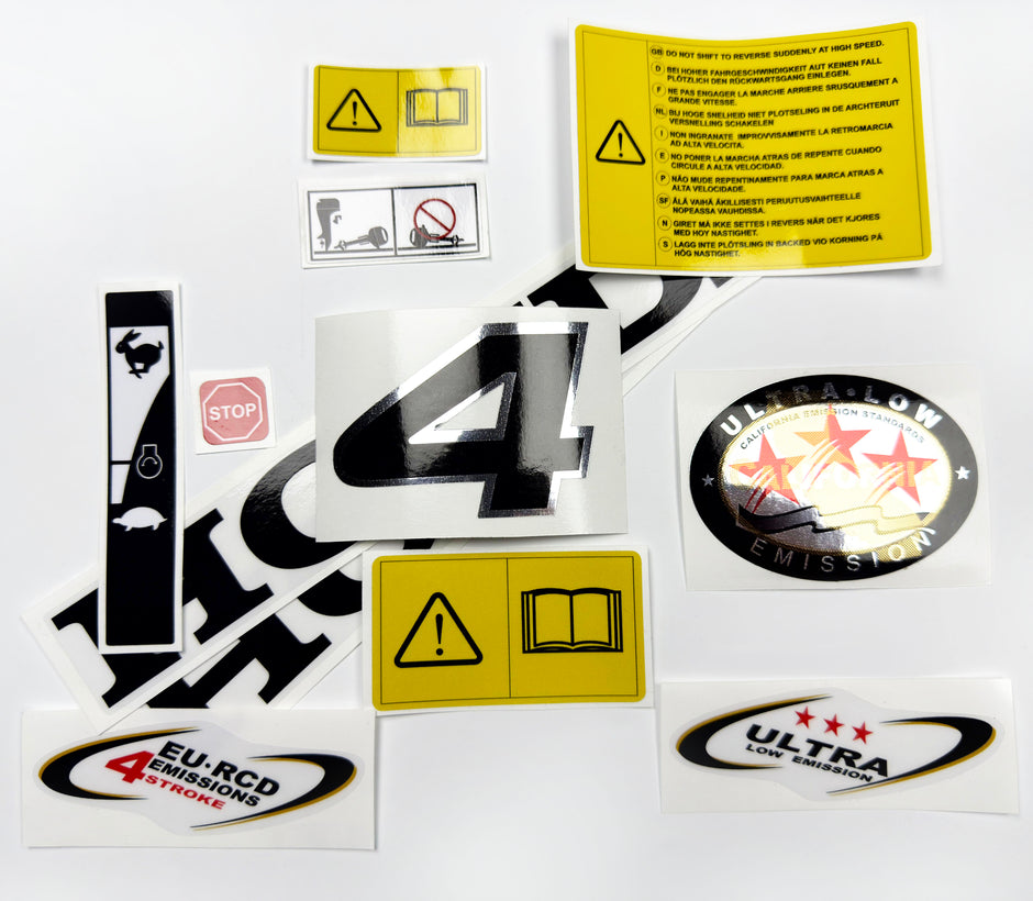 Vinyl graphic decals set chrome color suitable for Honda 4 hp four stroke outboard engine. Vinyl stickers kit for Honda 4 hp four stroke Handmade