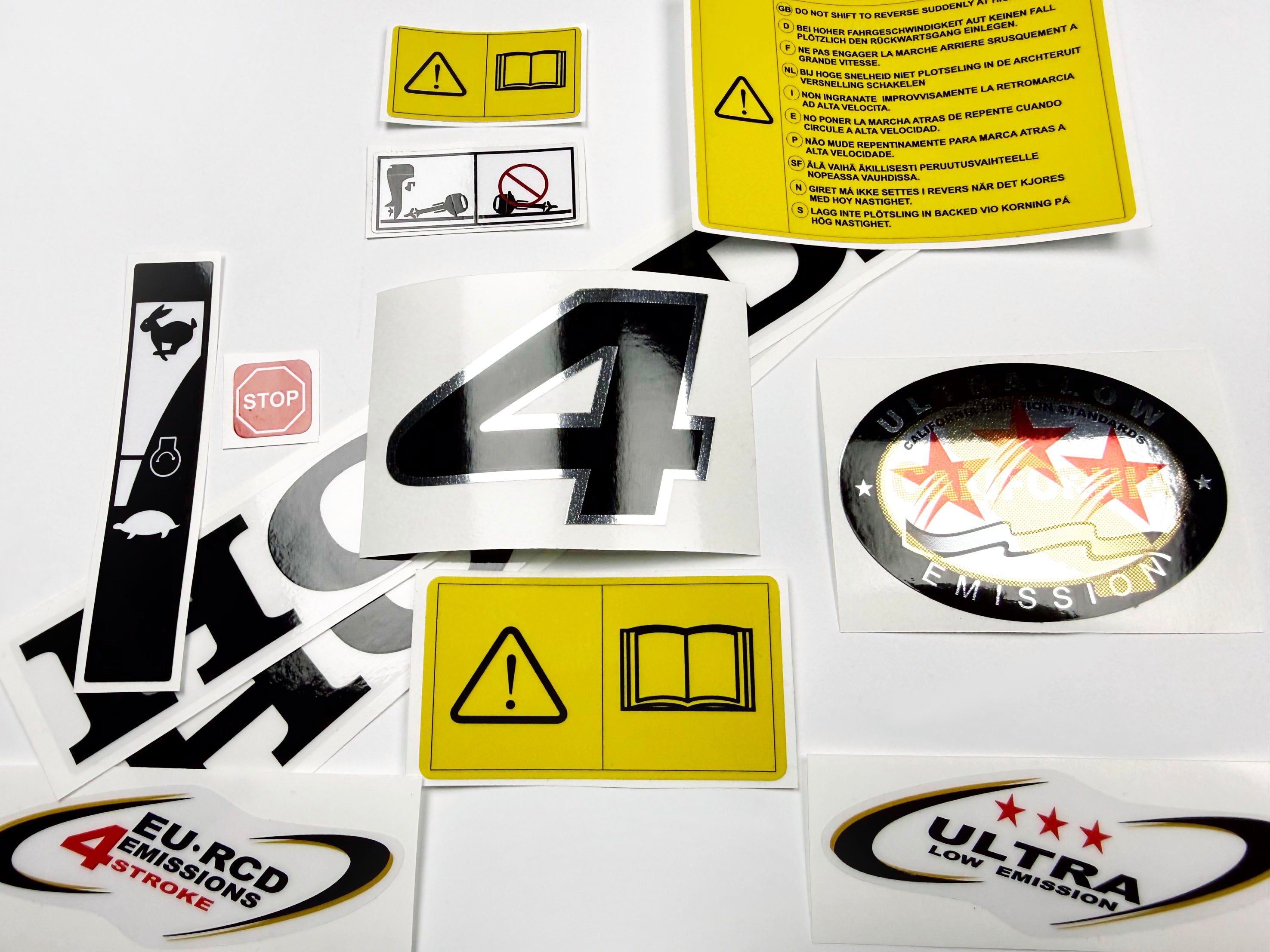 Vinyl graphic decals set chrome color suitable for Honda 4 hp four stroke outboard engine. Vinyl stickers kit for Honda 4 hp four stroke Handmade