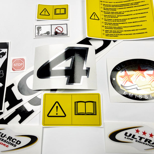 Vinyl graphic decals set chrome color suitable for Honda 4 hp four stroke outboard engine. Vinyl stickers kit for Honda 4 hp four stroke Handmade