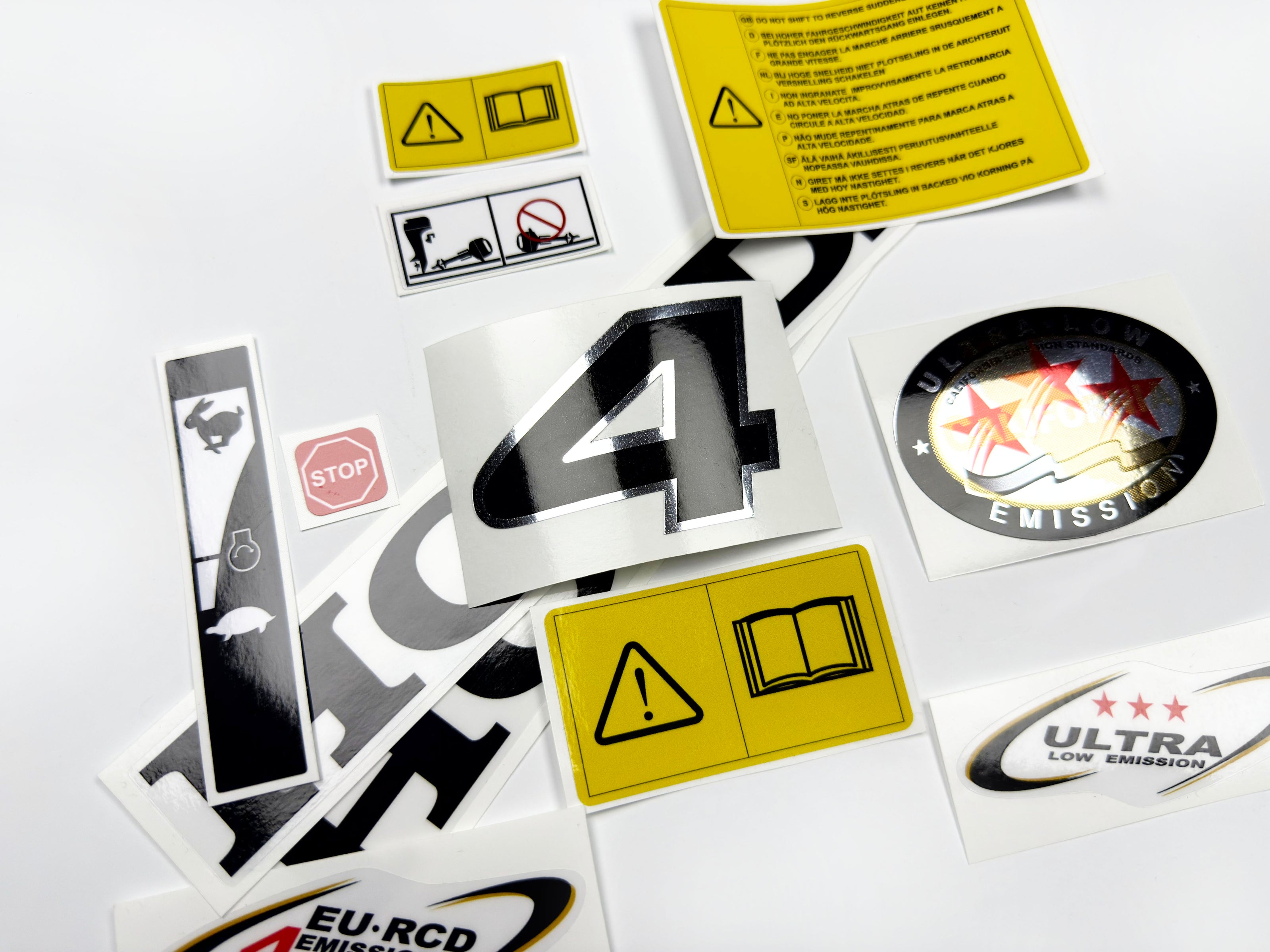 Vinyl graphic decals set chrome color suitable for Honda 4 hp four stroke outboard engine. Vinyl stickers kit for Honda 4 hp four stroke Handmade