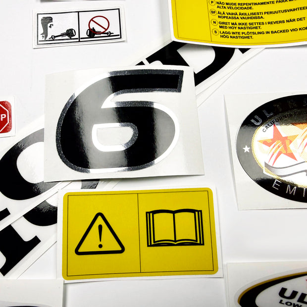 Vinyl graphic decals set chrome color suitable for Honda 6 hp four stroke outboard engine. Vinyl stickers kit for Honda 6  hp four stroke Handmade