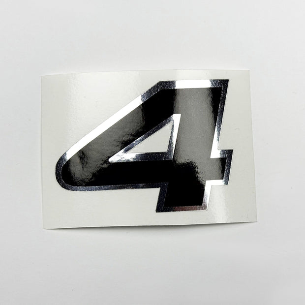 Vinyl graphic decal number "4" black with shiny chrome edging For Honda 4 hp outboard motor