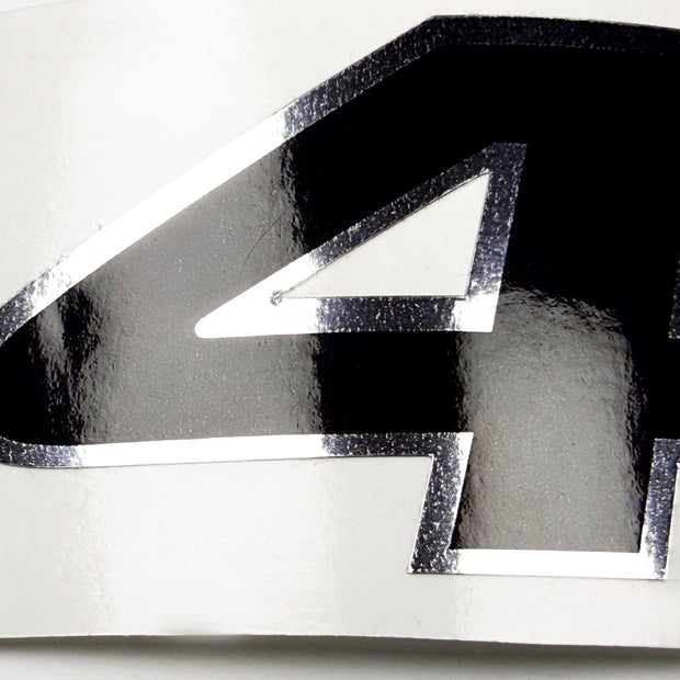 Vinyl graphic decal number "4" black with shiny chrome edging For Honda 4 hp outboard motor