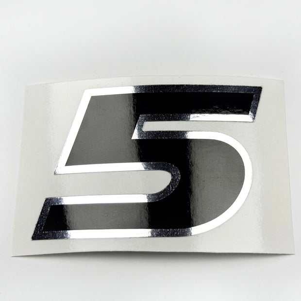 Vinyl graphic decal number "5" black with shiny chrome edging For Honda 5 hp outboard motor