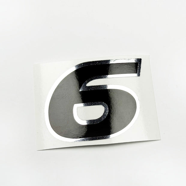 Vinyl graphic decal  number "6" black with shiny chrome edging For Honda 6 hp outboard motor