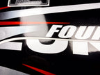 Vinyl graphic red silver shimmer decals set suitable for Suzuki 70 hp four stroke outboard engine. Vinyl stickers kit for suzuki 70 hp four stroke Handmade