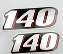 Vinyl graphic red silver shimmer decal numder suitable for Suzuki 140 hp four stroke outboard engine. Vinyl sticker number for suzuki 140 hp four stroke Handmade