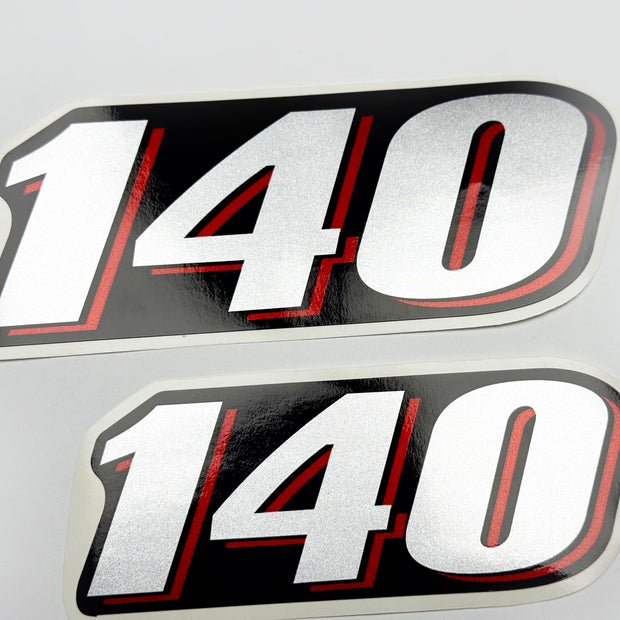 Vinyl graphic red silver shimmer decal numder suitable for Suzuki 140 hp four stroke outboard engine. Vinyl sticker number for suzuki 140 hp four stroke Handmade