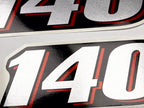 Vinyl graphic red silver shimmer decal numder suitable for Suzuki 140 hp four stroke outboard engine. Vinyl sticker number for suzuki 140 hp four stroke Handmade