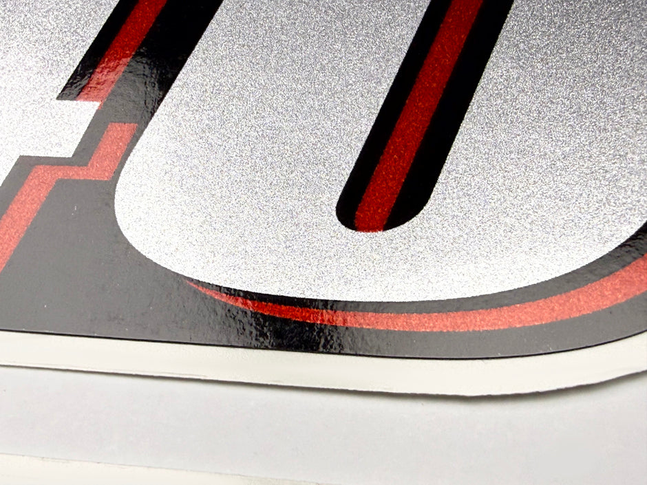 Vinyl graphic red silver shimmer decal numder suitable for Suzuki 140 hp four stroke outboard engine. Vinyl sticker number for suzuki 140 hp four stroke Handmade