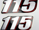 Vinyl graphic red silver shimmer decal numder suitable for Suzuki 115 hp four stroke outboard engine. Vinyl sticker number for suzuki 115 hp four stroke Handmade
