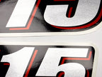 Vinyl graphic red silver shimmer decal numder suitable for Suzuki 115 hp four stroke outboard engine. Vinyl sticker number for suzuki 115 hp four stroke Handmade