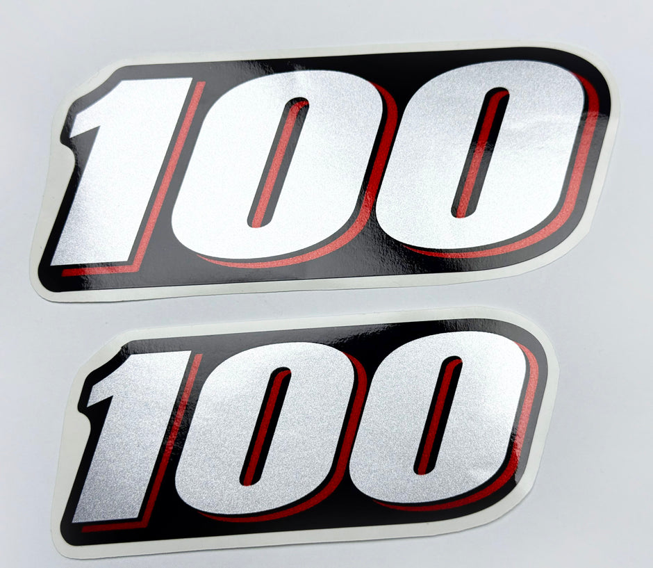 Vinyl graphic red silver shimmer decal numder suitable for Suzuki 100 hp four stroke outboard engine. Vinyl sticker number for suzuki 100 hp four stroke Handmade