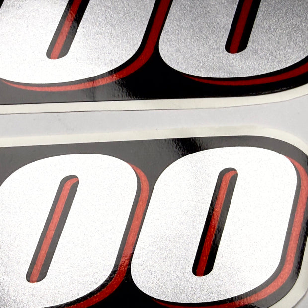 Vinyl graphic red silver shimmer decal numder suitable for Suzuki 100 hp four stroke outboard engine. Vinyl sticker number for suzuki 100 hp four stroke Handmade