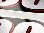 Vinyl graphic red silver shimmer decal numder suitable for Suzuki 100 hp four stroke outboard engine. Vinyl sticker number for suzuki 100 hp four stroke Handmade