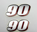 Vinyl graphic red silver shimmer decal numder suitable for Suzuki 90 hp four stroke outboard engine. Vinyl sticker number for suzuki 90 hp four stroke Handmade