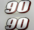 Vinyl graphic red silver shimmer decal numder suitable for Suzuki 90 hp four stroke outboard engine. Vinyl sticker number for suzuki 90 hp four stroke Handmade