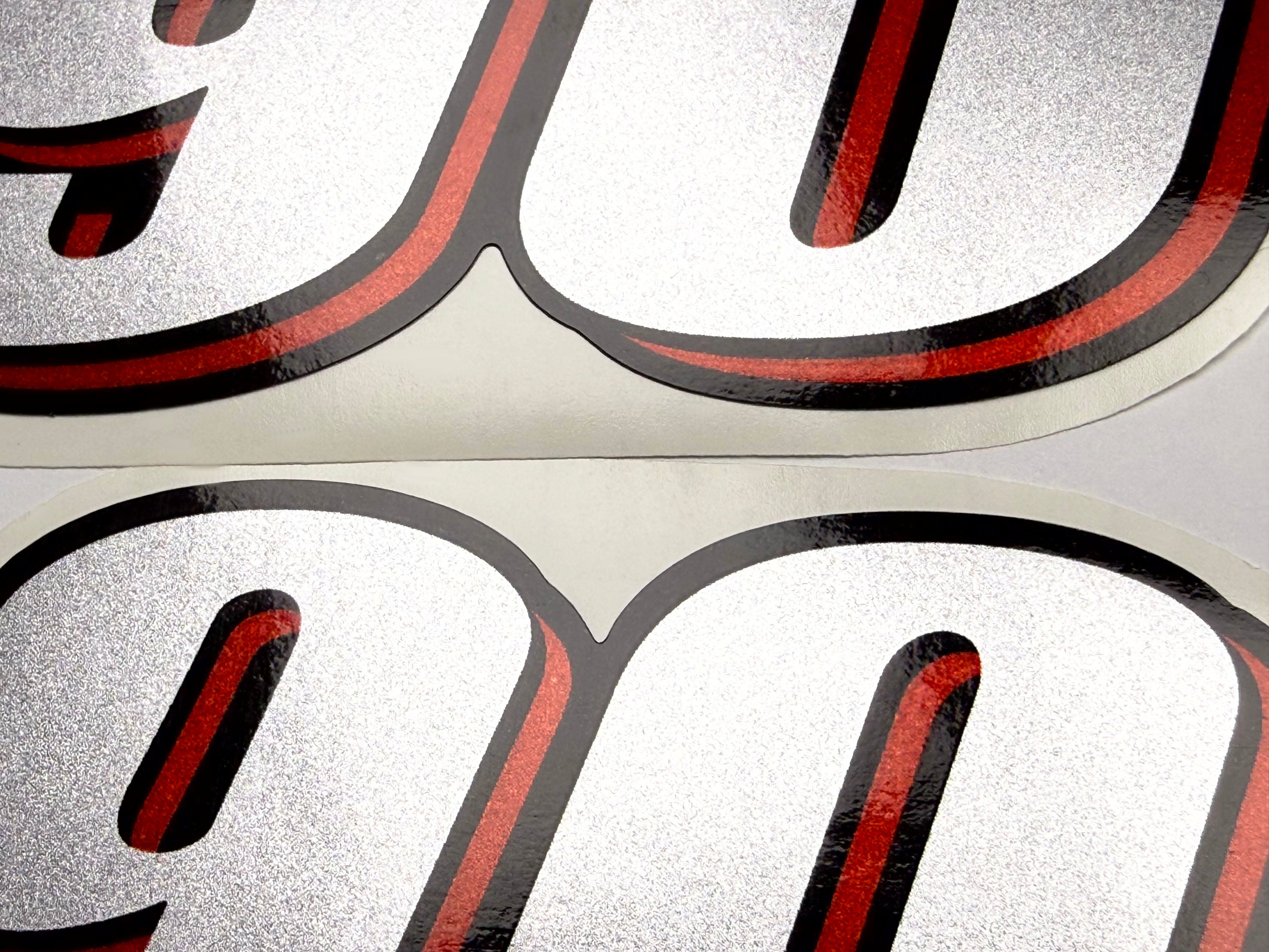 Vinyl graphic red silver shimmer decal numder suitable for Suzuki 90 hp four stroke outboard engine. Vinyl sticker number for suzuki 90 hp four stroke Handmade