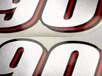 Vinyl graphic red silver shimmer decal numder suitable for Suzuki 90 hp four stroke outboard engine. Vinyl sticker number for suzuki 90 hp four stroke Handmade
