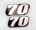Vinyl graphic red silver shimmer decal numder suitable for Suzuki 70 hp four stroke outboard engine. Vinyl sticker number for suzuki 70 hp four stroke Handmade