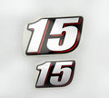 Vinyl graphic red silver shimmer decal numder suitable for Suzuki 15 hp four stroke outboard engine. Vinyl sticker number for suzuki 15 hp four stroke Handmade