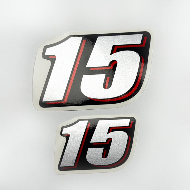 Vinyl graphic red silver shimmer decal numder suitable for Suzuki 15 hp four stroke outboard engine. Vinyl sticker number for suzuki 15 hp four stroke Handmade