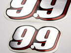 Vinyl graphic red silver shimmer decal numder suitable for Suzuki 9.9 hp four stroke outboard engine. Vinyl sticker number for suzuki 9.9 hp four stroke Handmade