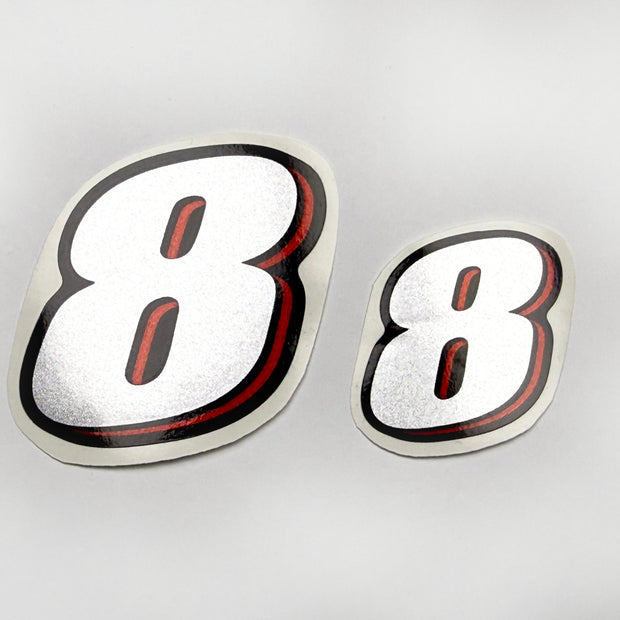 Vinyl graphic red silver shimmer decal numder suitable for Suzuki 8 hp four stroke outboard engine. Vinyl sticker number for suzuki 8 hp four stroke Handmade