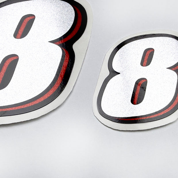 Vinyl graphic red silver shimmer decal numder suitable for Suzuki 8 hp four stroke outboard engine. Vinyl sticker number for suzuki 8 hp four stroke Handmade
