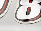 Vinyl graphic red silver shimmer decal numder suitable for Suzuki 8 hp four stroke outboard engine. Vinyl sticker number for suzuki 8 hp four stroke Handmade