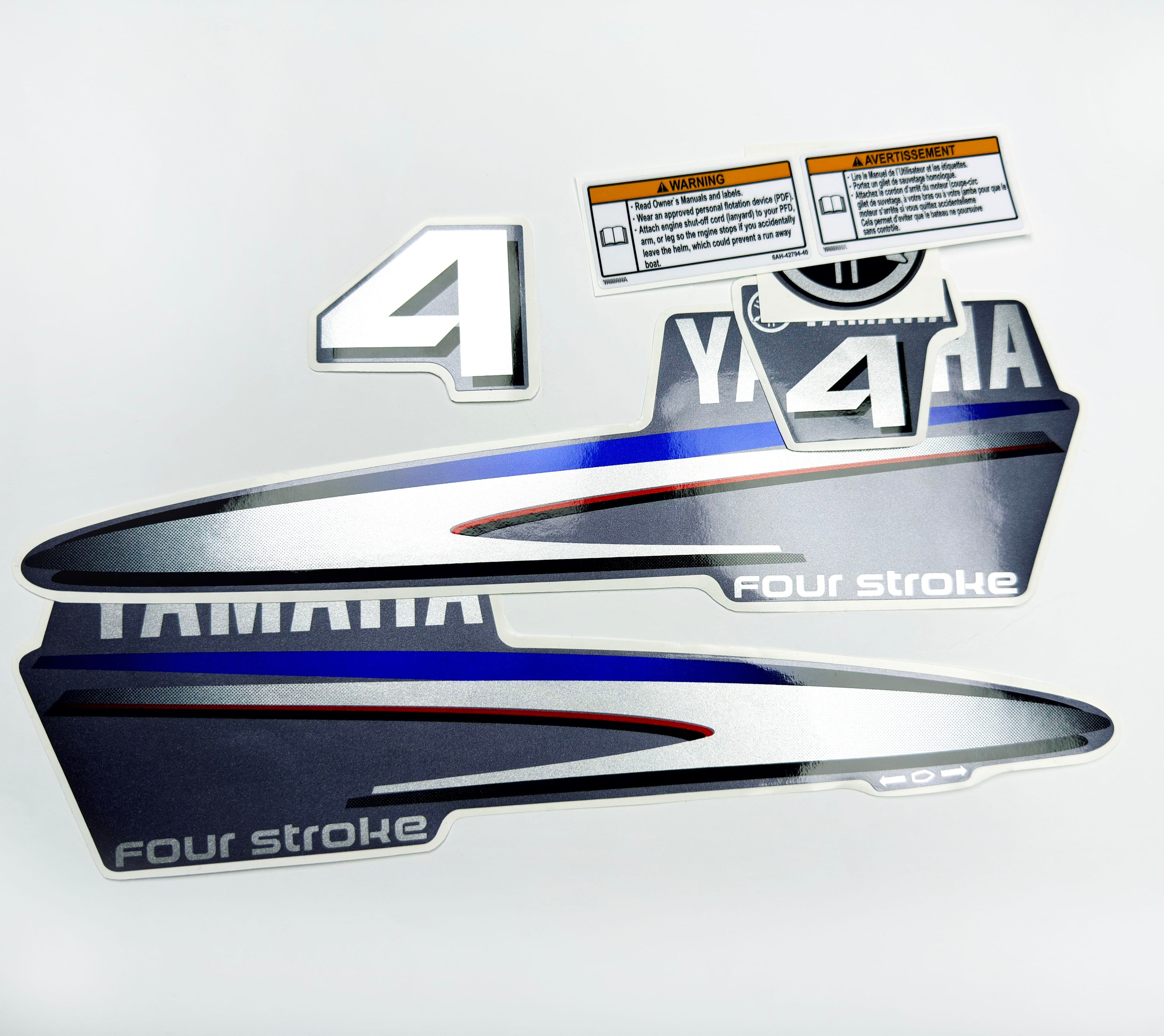 Vinyl graphic metalized silver shimmer decals set suitable for Yamaha 4 hp four stroke outboard engine. Vinyl stickers kit for yamaha 4 hp four stroke Handmade
