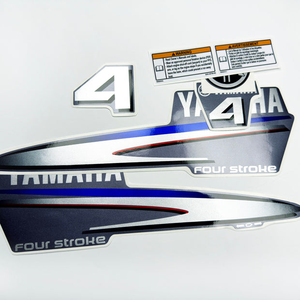 Vinyl graphic metalized silver shimmer decals set suitable for Yamaha 4 hp four stroke outboard engine. Vinyl stickers kit for yamaha 4 hp four stroke Handmade