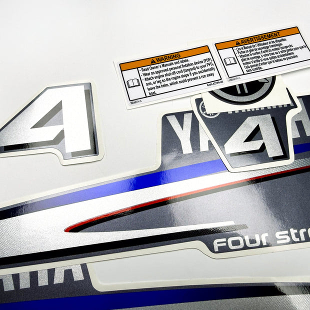Vinyl graphic metalized silver shimmer decals set suitable for Yamaha 4 hp four stroke outboard engine. Vinyl stickers kit for yamaha 4 hp four stroke Handmade
