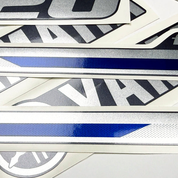 Vinyl graphic metalized silver shimmer decals set suitable for Yamaha 20 hp four stroke outboard engine. Vinyl stickers kit for Yamaha 20 hp four stroke Handmade